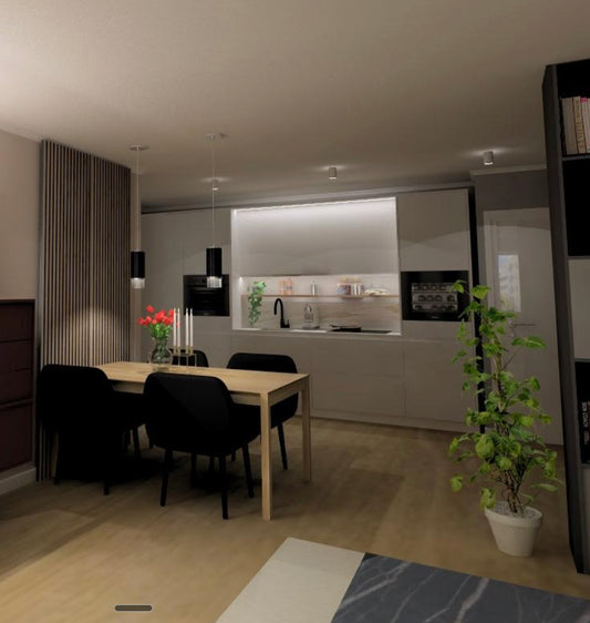 Küche Front Perfect Senses Seidengrau Korpus Weißgrau