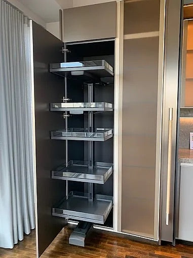 Wohnküche DADA HL6 Lack London Sky 3D Beige Massivholz Sunrise Oak Marmor Grau Inklusive E-Geräte
