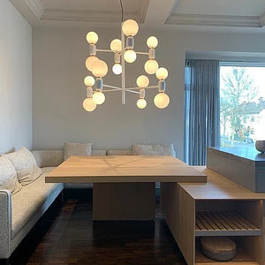 Wohnküche DADA HL6 Lack London Sky 3D Beige Massivholz Sunrise Oak Marmor Grau Inklusive E-Geräte