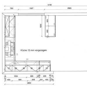 Küche 60632 Manhattan Front Steineiche Korpus Sahara Arbeitsplatte Naturstein Anthrazit - KüchenFirst