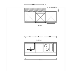 Küche b3 DFK2 Laminat Kunststoff 95 Anthrazit