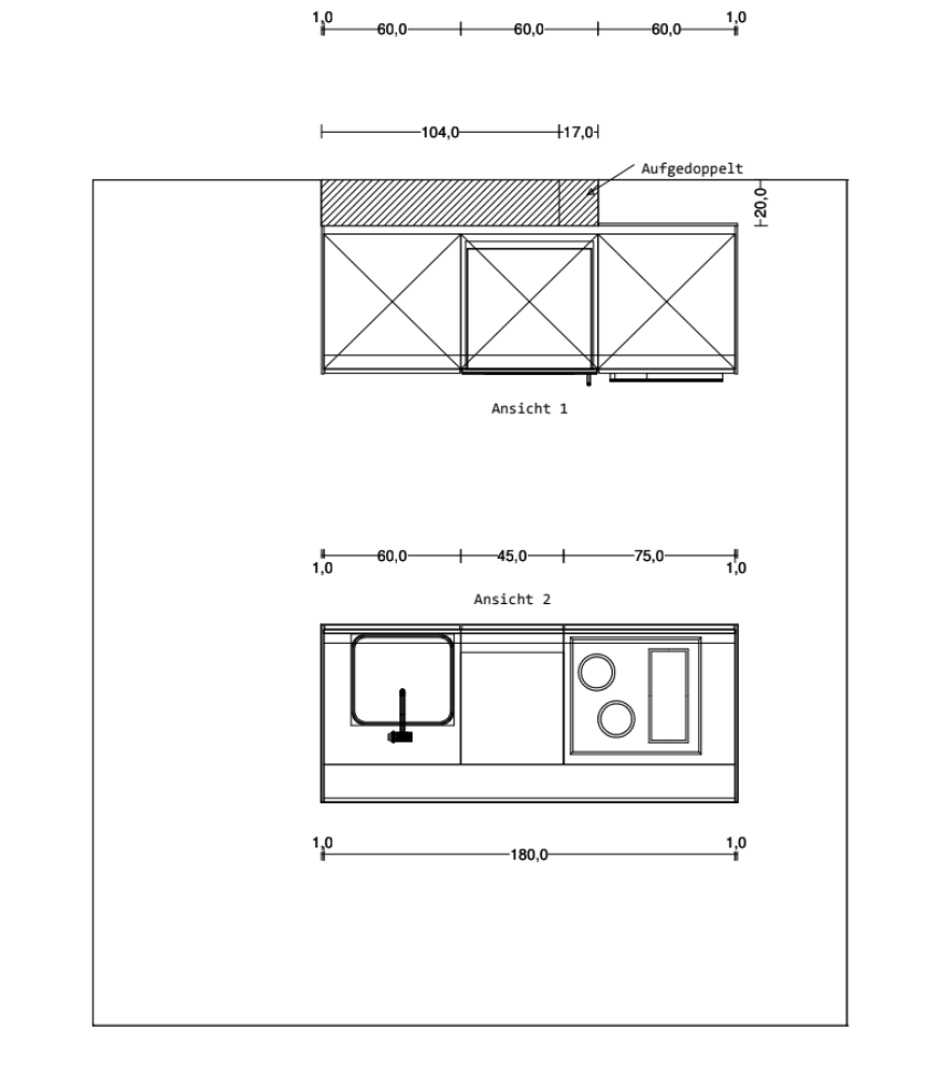 Küche b3 DFK2 Laminat Kunststoff 95 Anthrazit