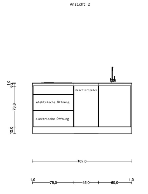 Küche b3 DFK2 Laminat Kunststoff 95 Anthrazit