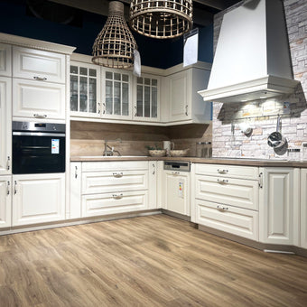 Landhausküche Castello Holzwerkstoff Magnolia Gewischt Weiß Inklusive E-Geräte