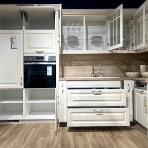 Landhausküche Castello Holzwerkstoff Magnolia Gewischt Weiß Inklusive E-Geräte