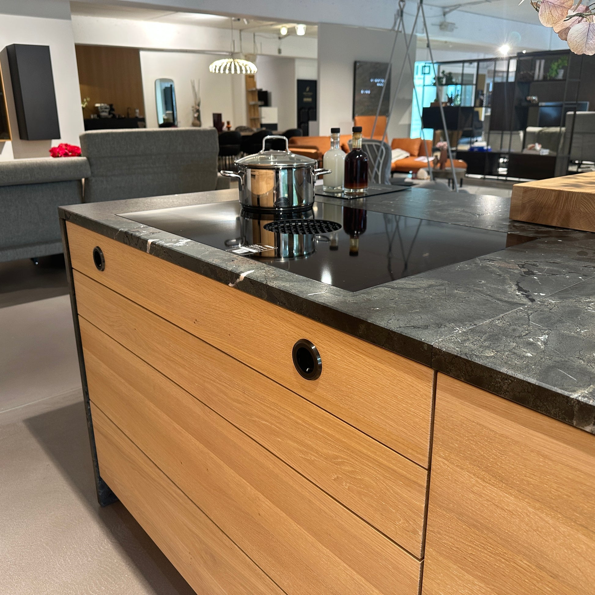 Küche Eiche Weiß Geölt Und Glas Schwarz Matt