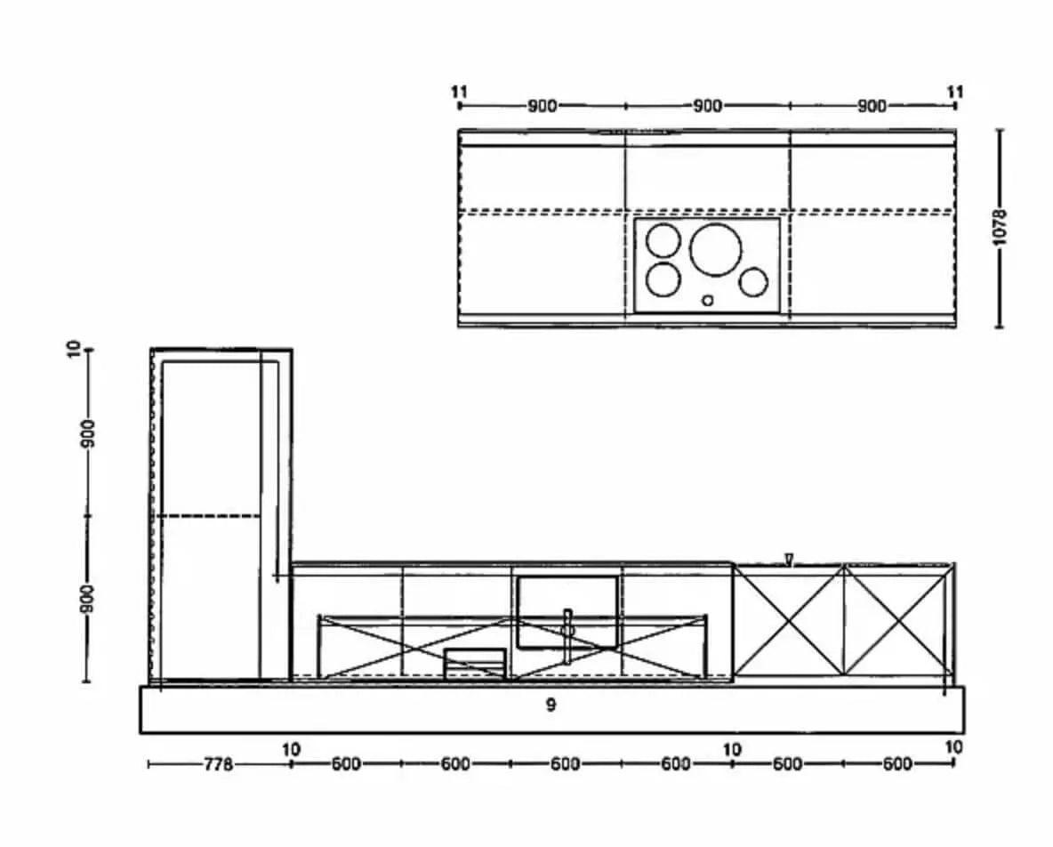 Küche b3 Monoblock 50 Nussbaum Weiß - KüchenFirst