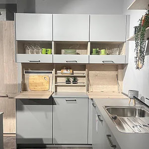 Inselküche Fashion 406 Holzoptik Und Hellgrau