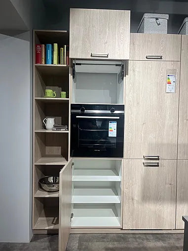 Inselküche Fashion 406 Holzoptik Und Hellgrau