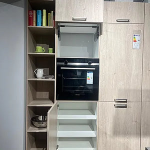 Inselküche Fashion 406 Holzoptik Und Hellgrau