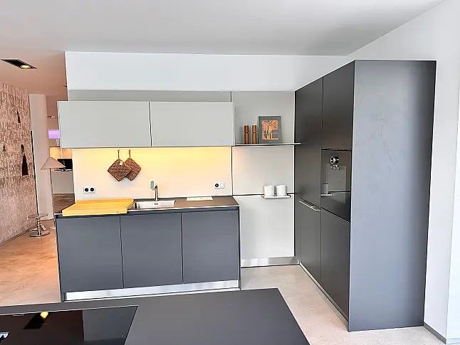 Einbauküche B3 Laminat 17 Graphit Grau 95 Anthrazit Inklusive Spüle Und E-Geräte