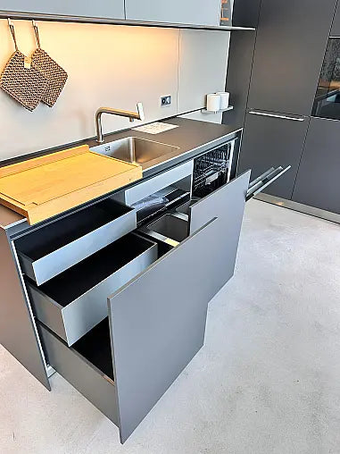 Einbauküche B3 Laminat 17 Graphit Grau 95 Anthrazit Inklusive Spüle Und E-Geräte