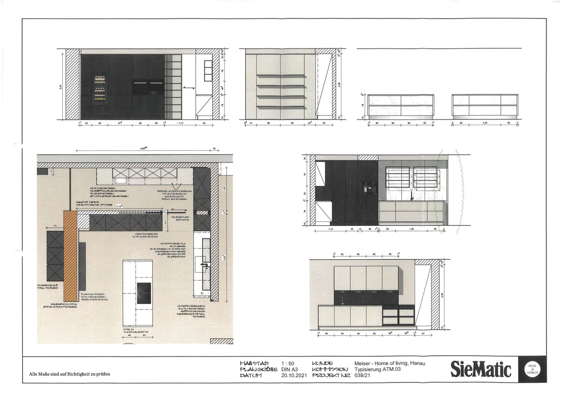 Einbauküche SLX-CD Keramik Syros Blanc Weiß Grau Lack Achatgrau Samtmatt Eiche Onyx Schwarz Inklusive E-Geräte